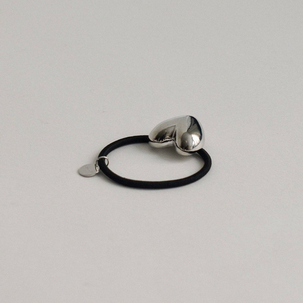 Silver Heart-Shaped Metal Cuff Hair Tie