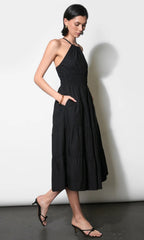 Laurel Poplin Halter Midi Dress
