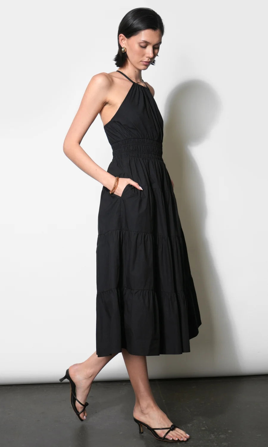 Laurel Poplin Halter Midi Dress