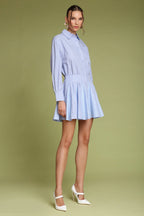 Striped Cotton Mini Shirt Dress