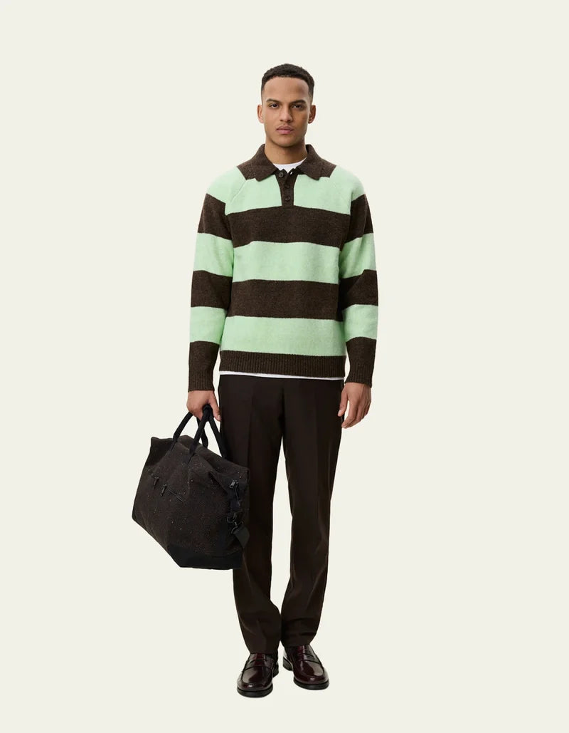 Striped Melange Knitted Polo