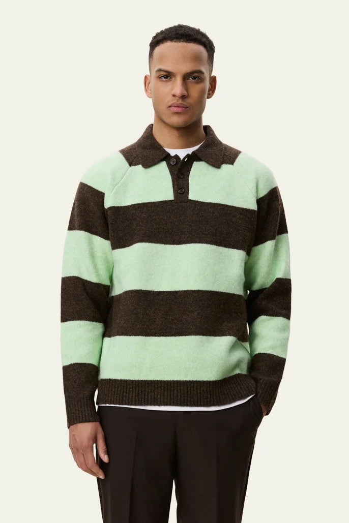 Striped Melange Knitted Polo