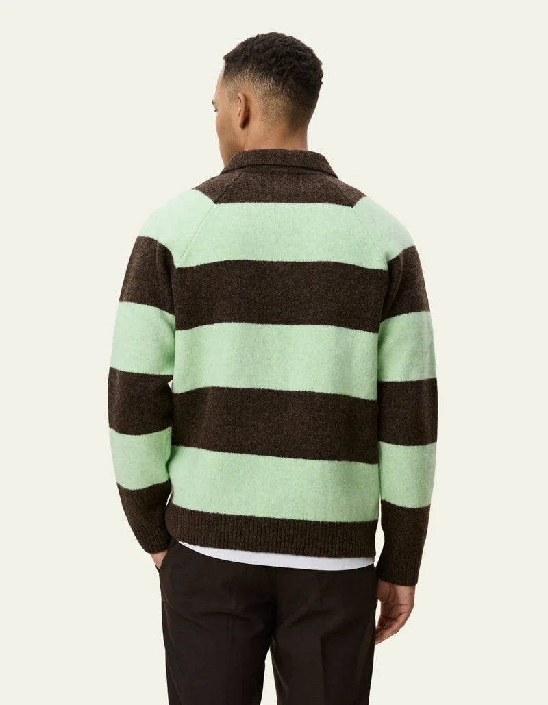 Striped Melange Knitted Polo