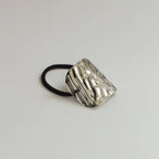 Silver Wide Textured Metal Ponytail Hair Ti