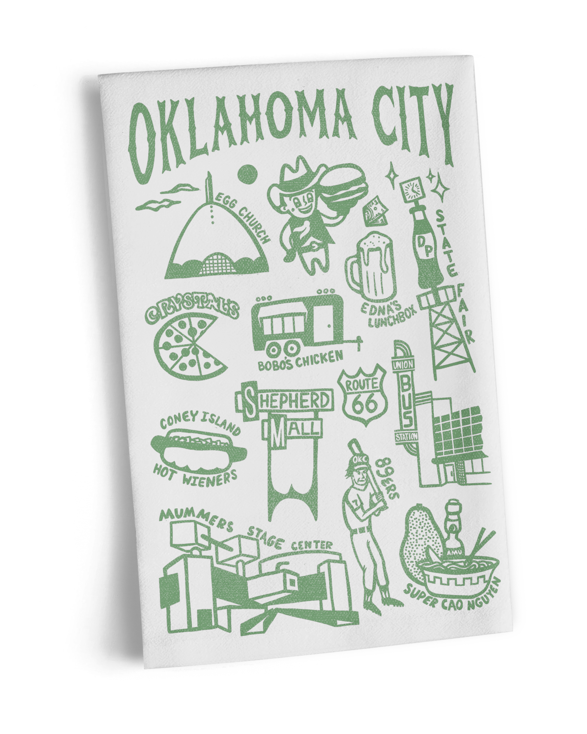 Oklahoma City Bucket List Tea Towel