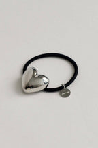 Silver Heart-Shaped Metal Cuff Hair Tie
