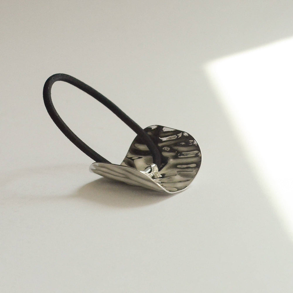 Silver Wide Textured Metal Ponytail Hair Ti