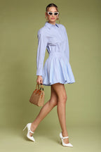 Striped Cotton Mini Shirt Dress