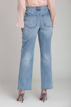 Stone Embellished Wide Leg Jeans
