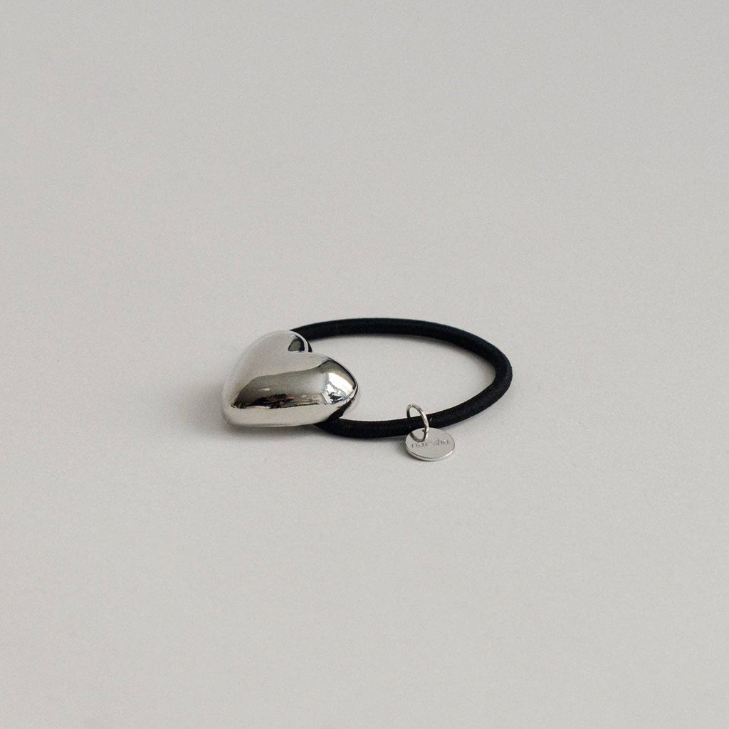 Silver Heart-Shaped Metal Cuff Hair Tie