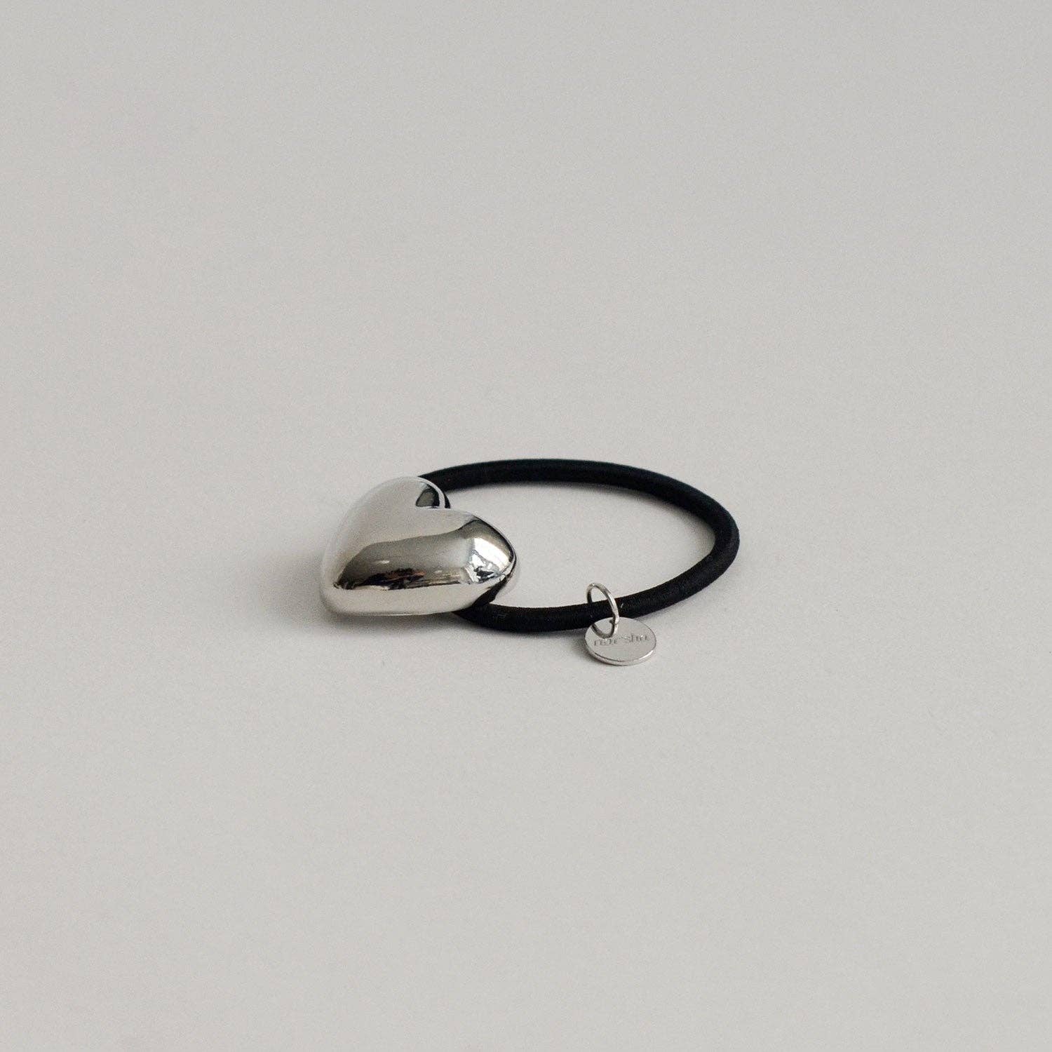Silver Heart-Shaped Metal Cuff Hair Tie