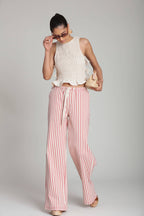 Linen Blend Side-Tie Ruffle Hem Top