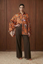Copper Equestrian Draped Blouse