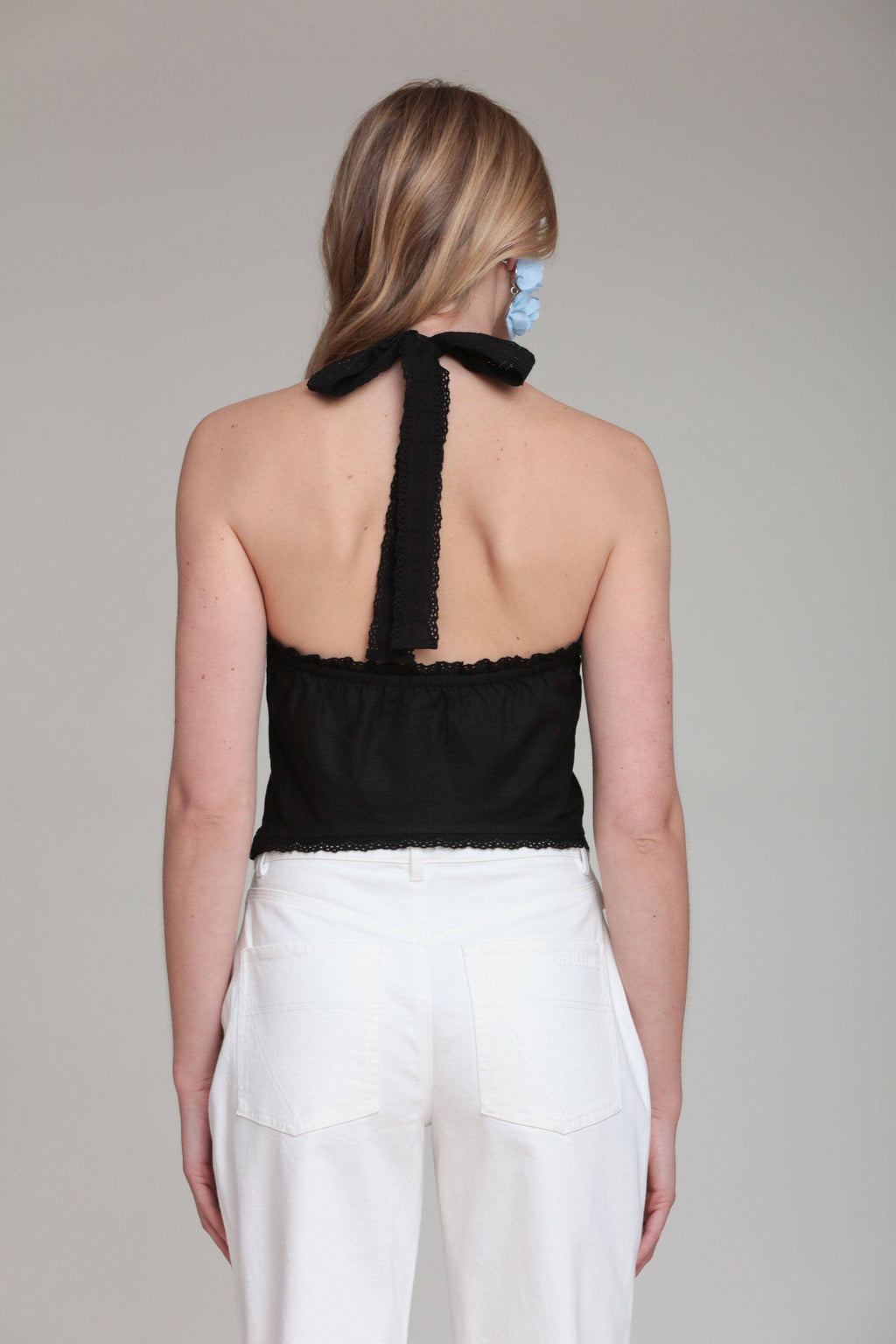 Swan Embroidered Halter Top