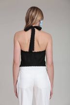 Swan Embroidered Halter Top