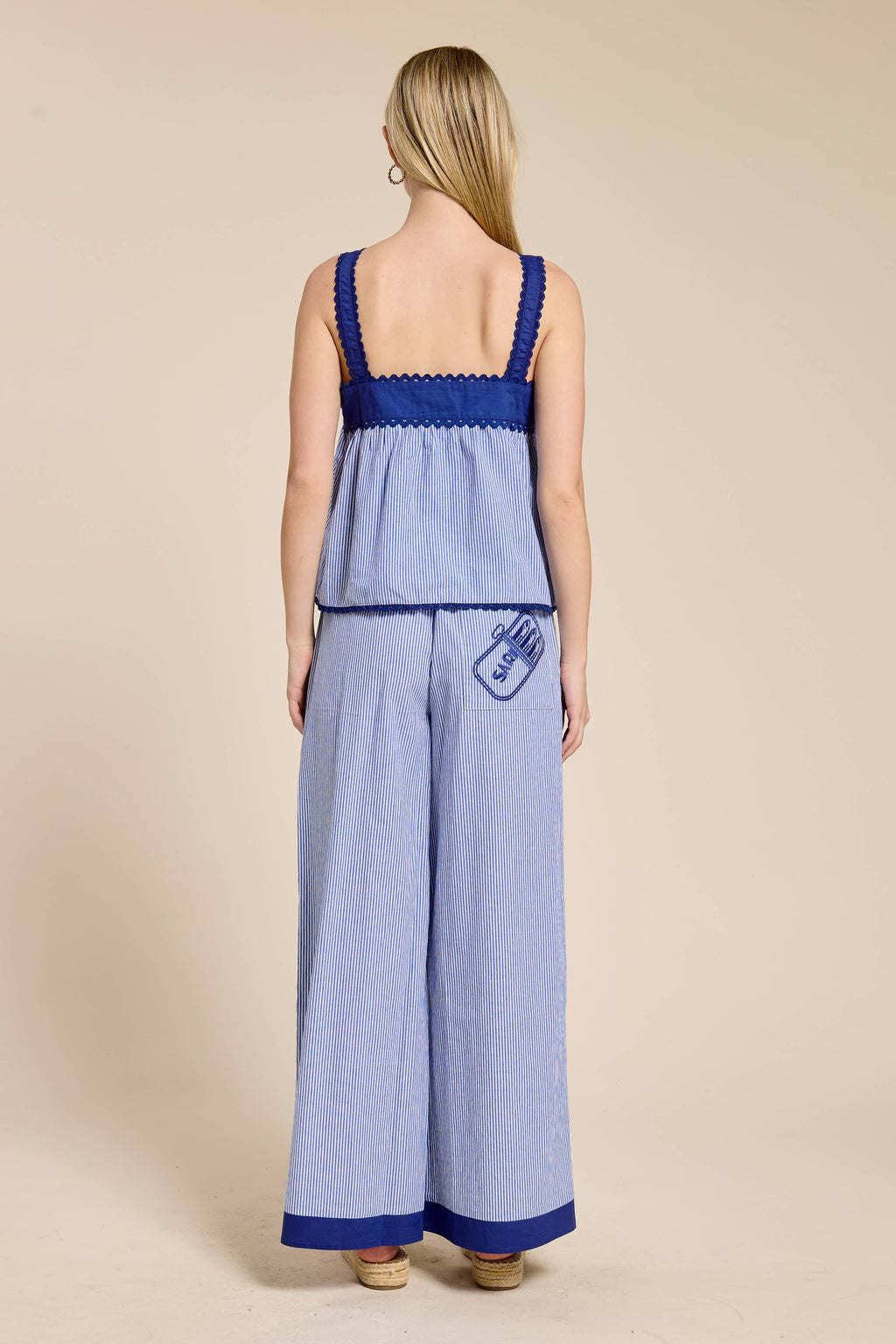 Cote Bleue Embroidered Stripe Tank Top