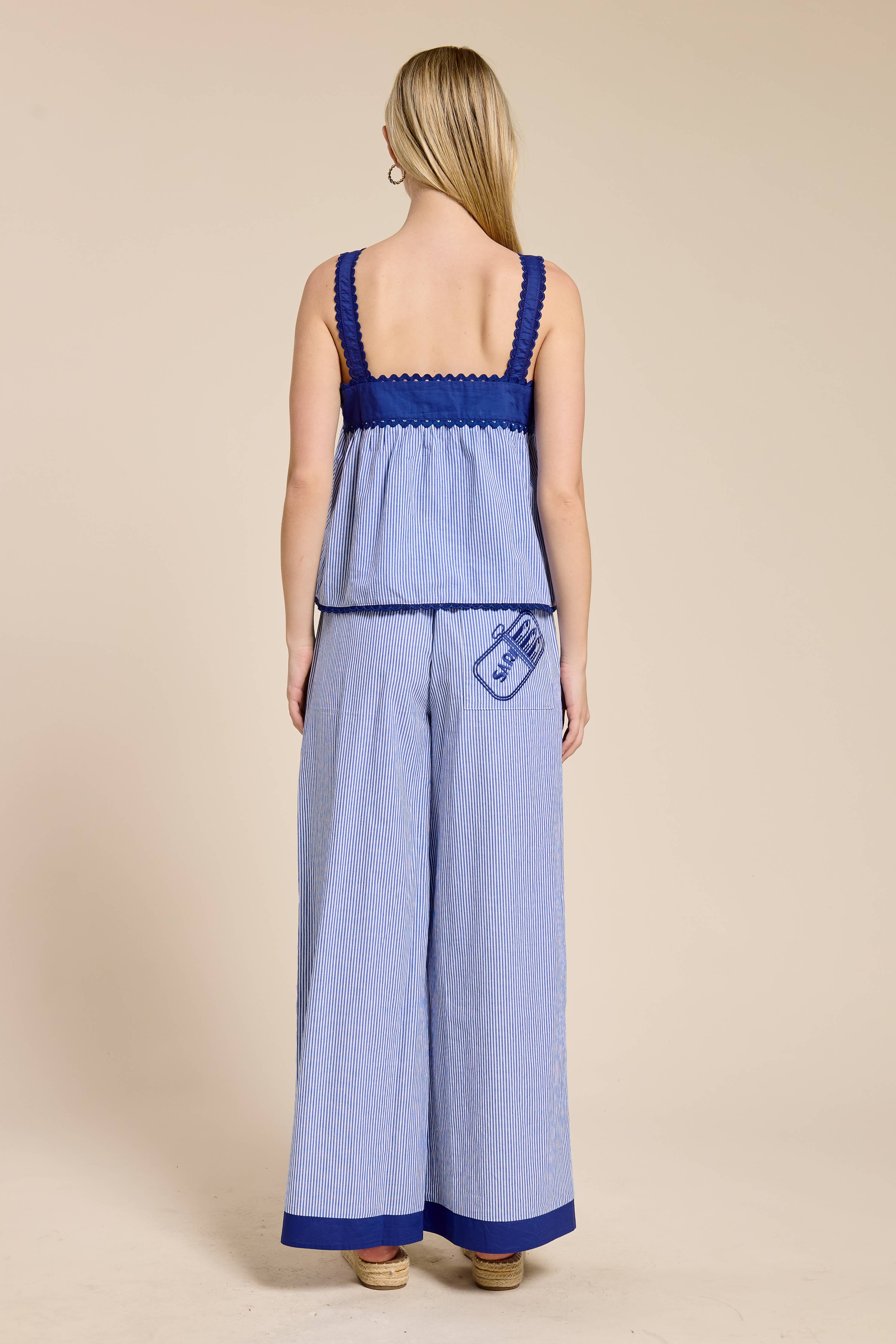Cote Bleue Embroidered Stripe Tank Top
