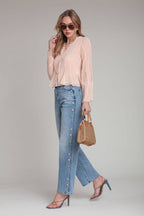 Stone Embellished Wide Leg Jeans