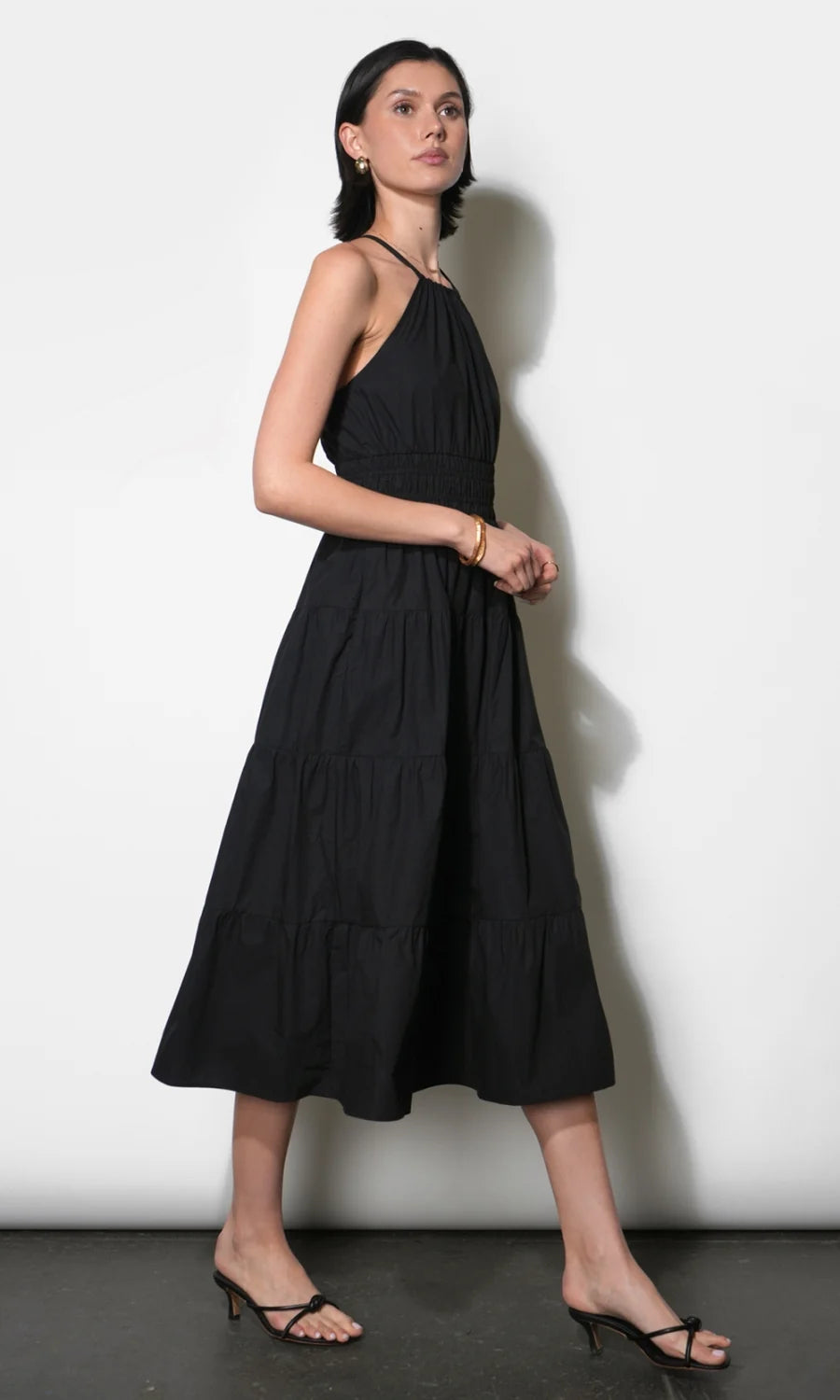 Laurel Poplin Halter Midi Dress