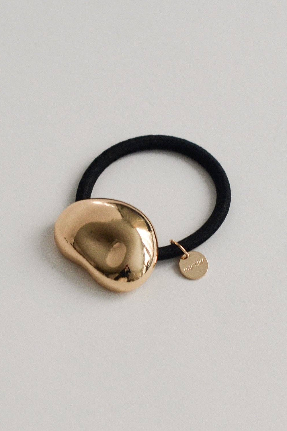 Gold Pebble-Shaped Metal Cuff Hair Tie