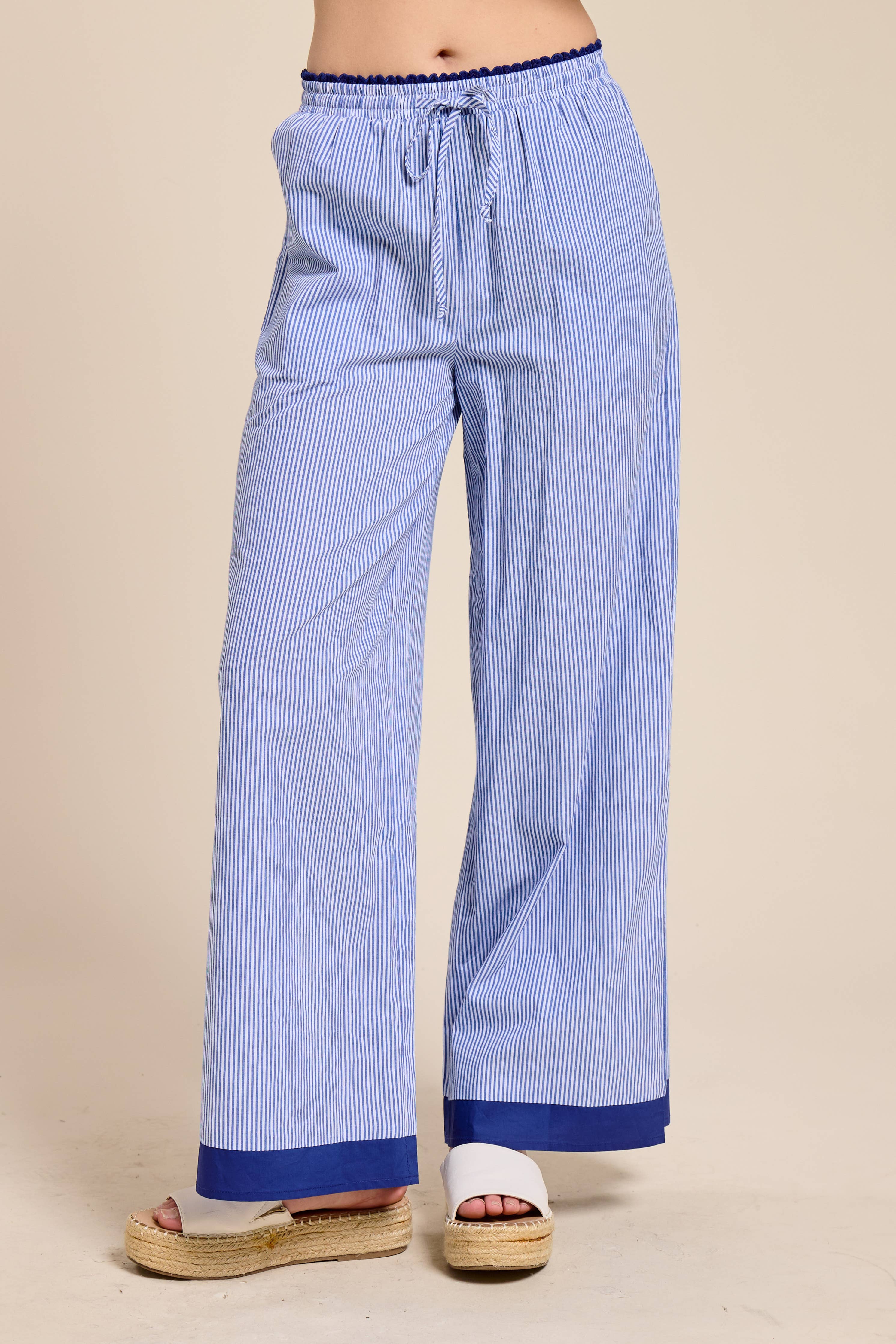 Cote Bleue Embroidered Stripe Pants