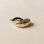 Gold Crystal Crescent Metal Cuff Ponytail Hair Tie