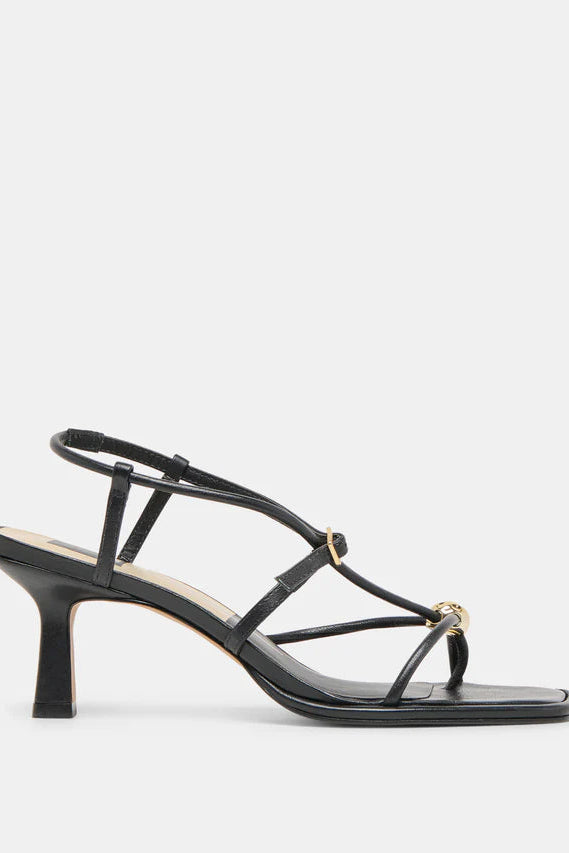 Mylee Black Leather Heels