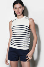 Elaine Sleeveless Stripe Sweater Top
