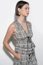 Evelyn Sleeveless Neck Drawstring Top