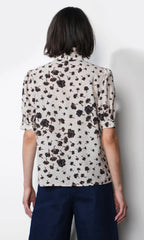 Delilah Scarf Neck Short Puff Sleeve Blouse