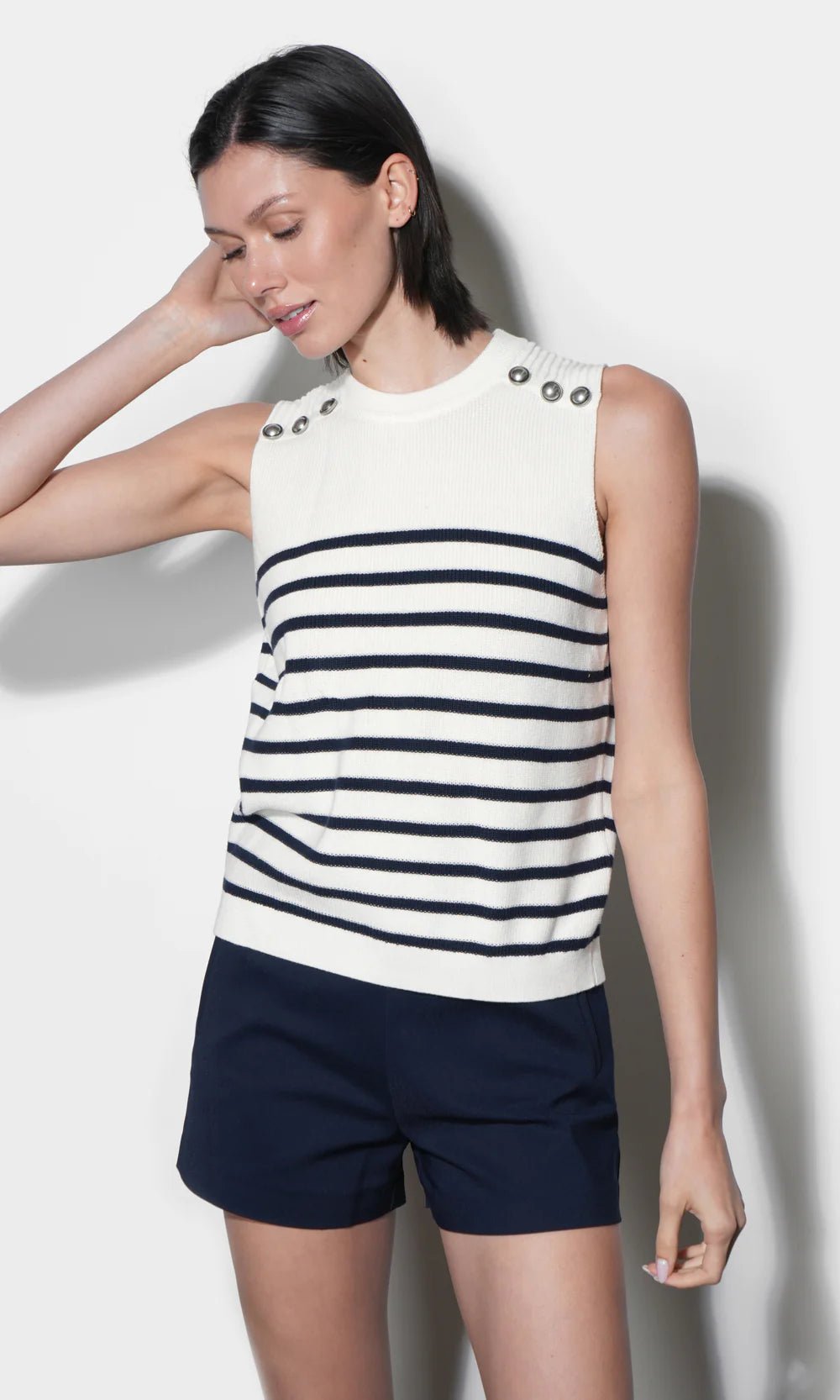 Elaine Sleeveless Stripe Sweater Top
