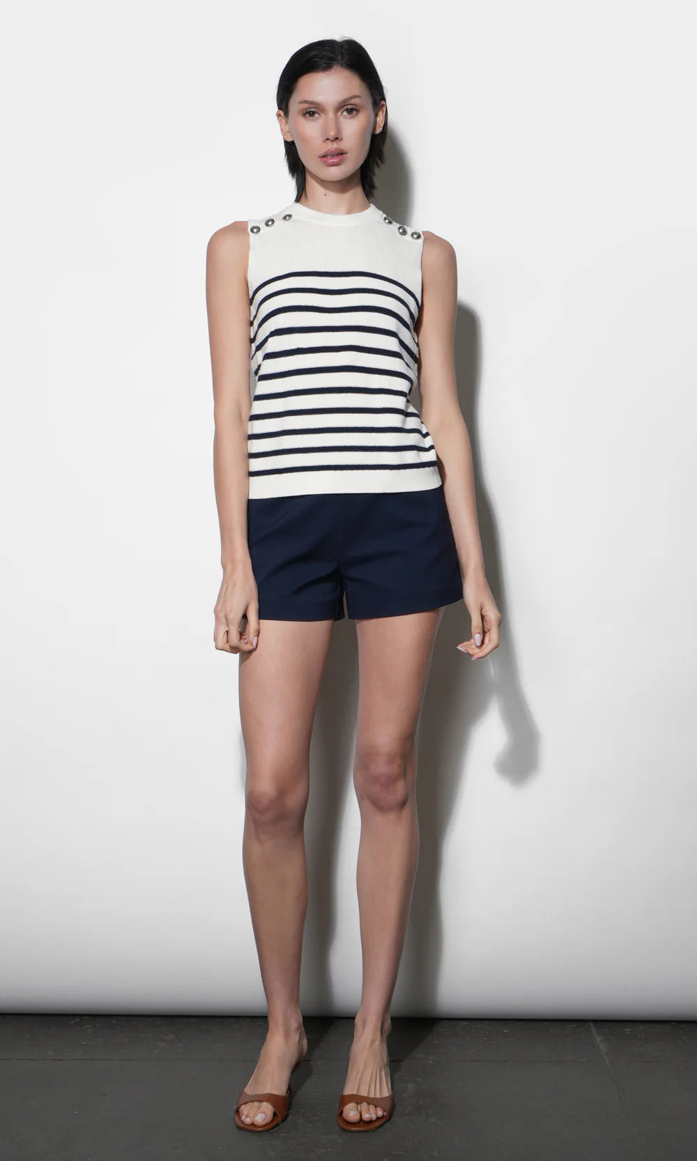 Elaine Sleeveless Stripe Sweater Top