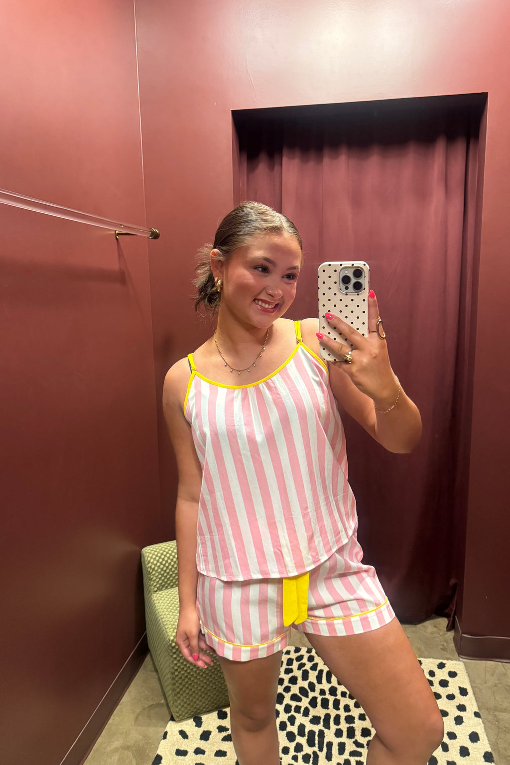 Retro Stripe Cami Pajama Shorts Set