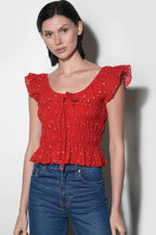 Sadie Flutter Sleeve Smocked Top