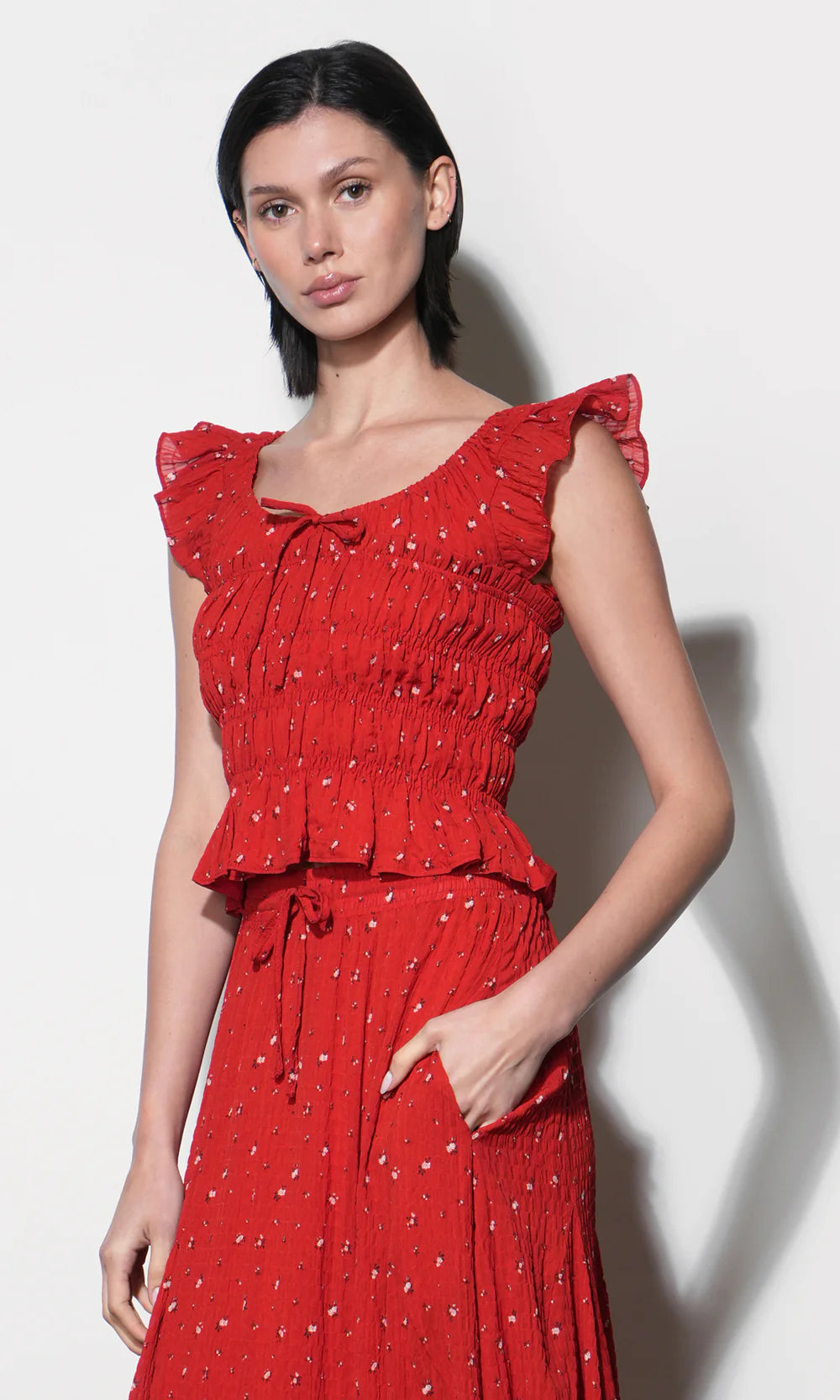 Sadie Flutter Sleeve Smocked Top