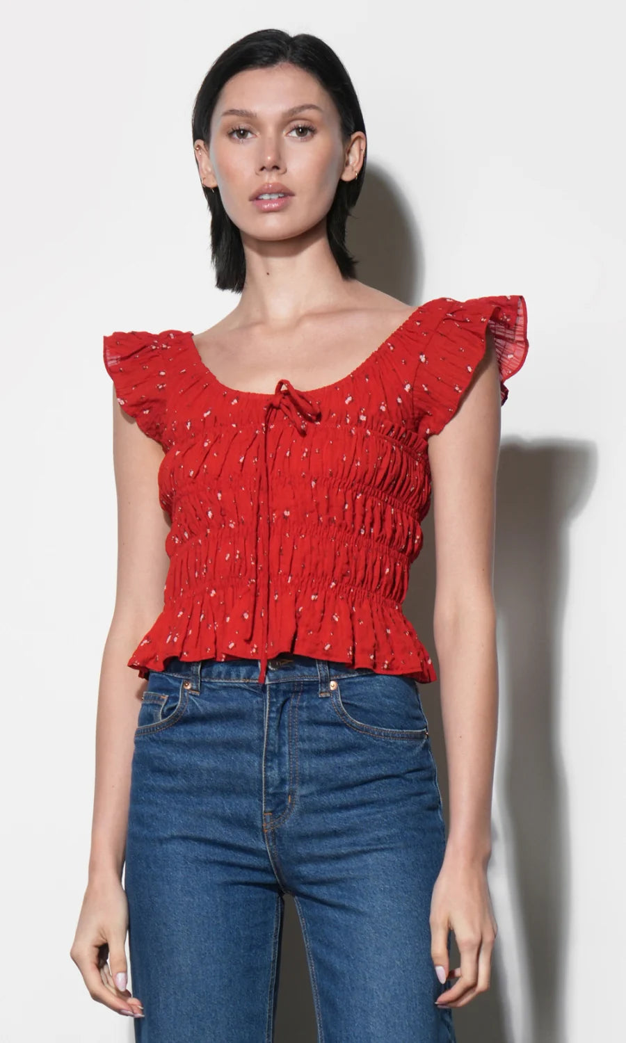 Sadie Flutter Sleeve Smocked Top