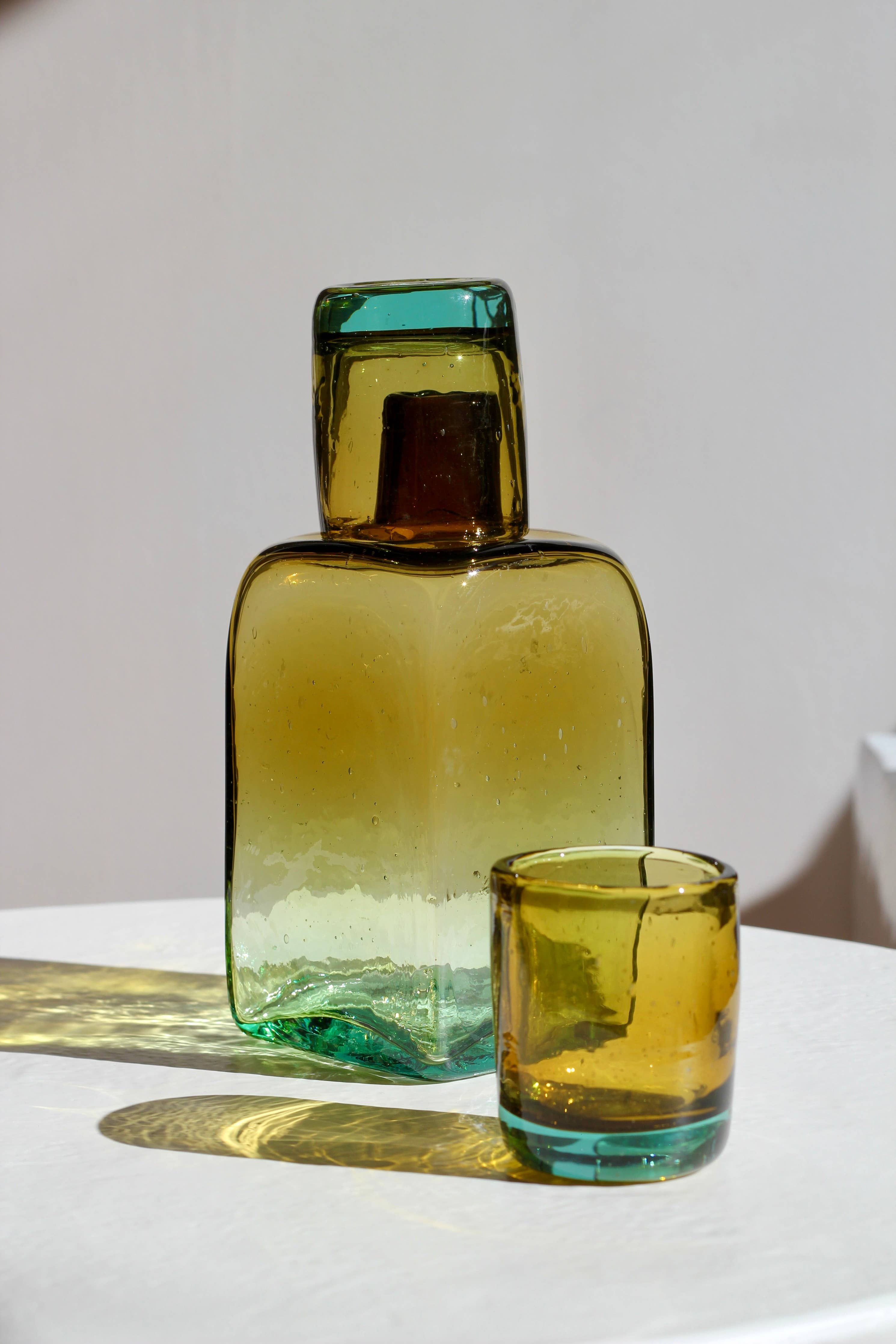 Bedside Carafe in Aqua/Amber