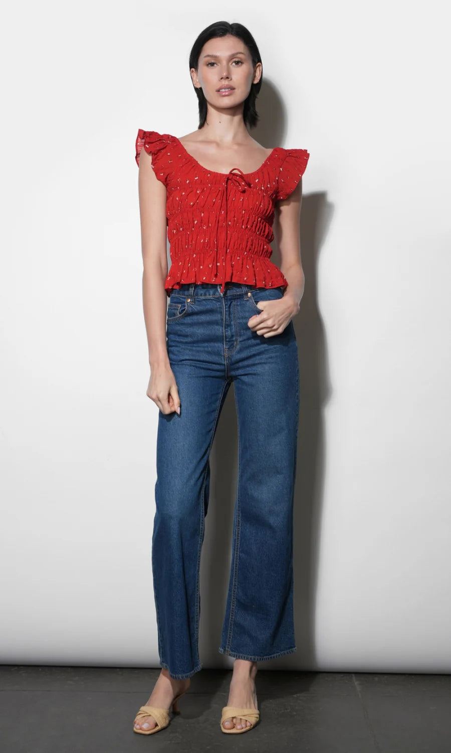 Sadie Flutter Sleeve Smocked Top