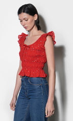 Sadie Flutter Sleeve Smocked Top