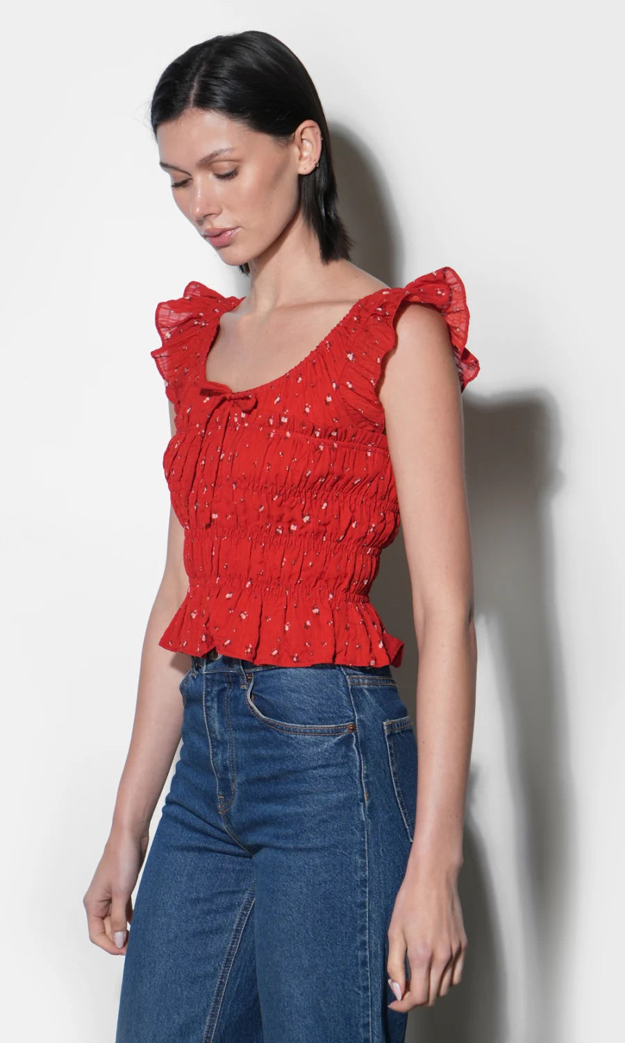 Sadie Flutter Sleeve Smocked Top