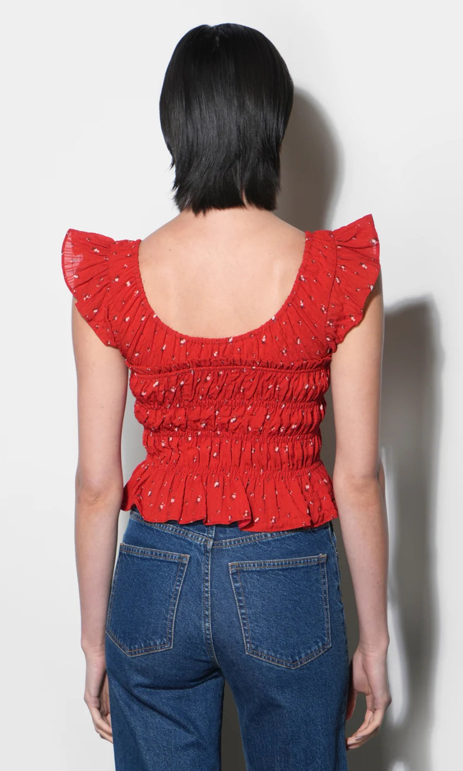 Sadie Flutter Sleeve Smocked Top