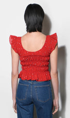 Sadie Flutter Sleeve Smocked Top