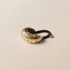 Gold Crystal Crescent Metal Cuff Ponytail Hair Tie