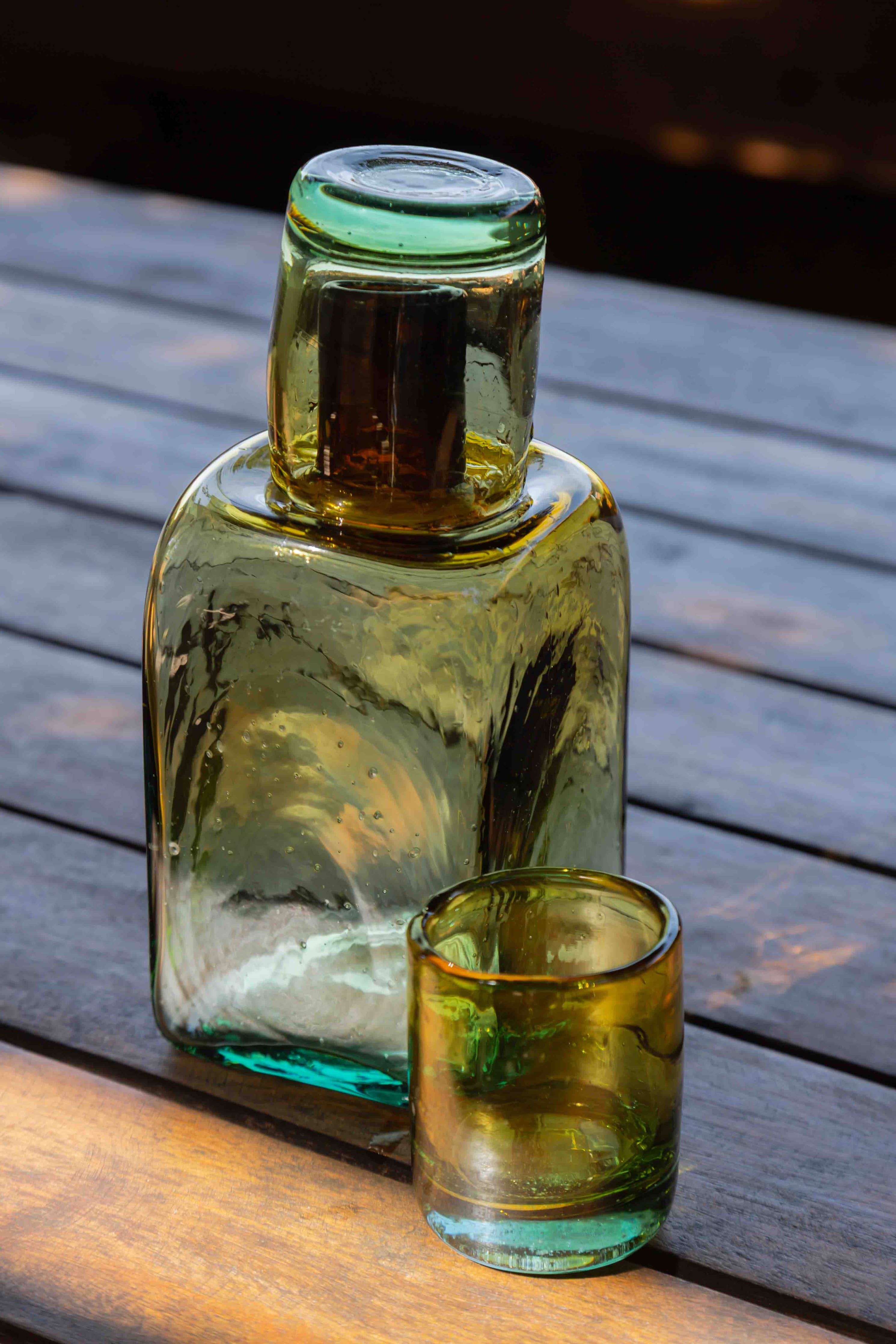 Bedside Carafe in Aqua/Amber