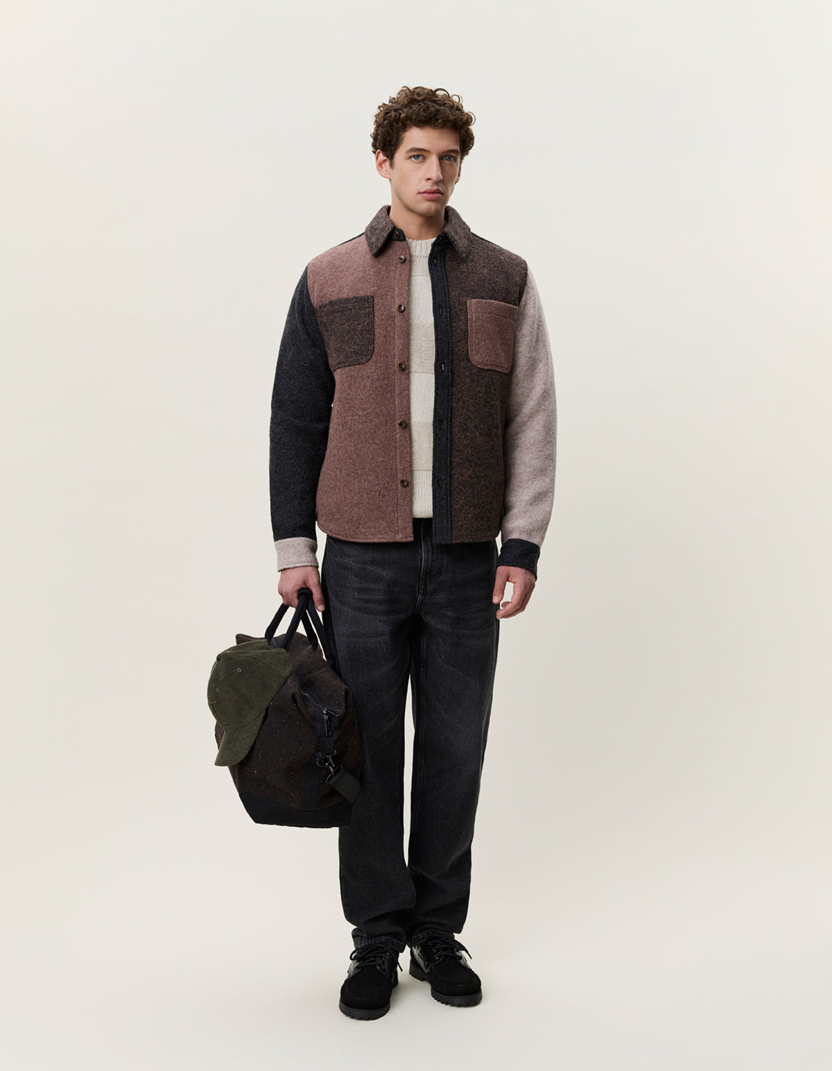 Wool Colourblock Overshirt