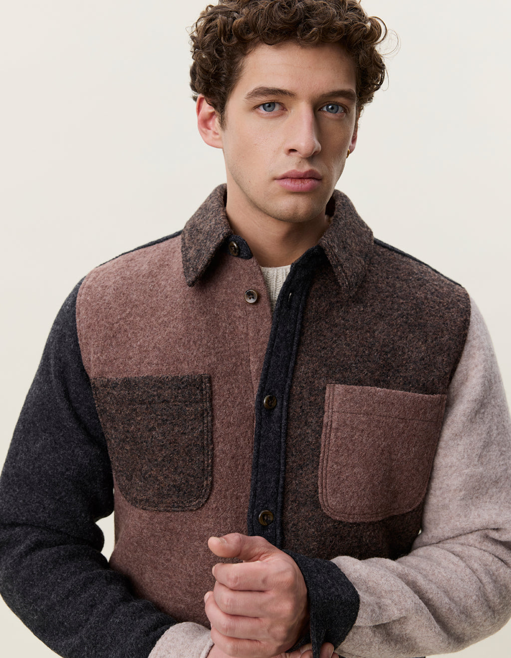Wool Colourblock Overshirt