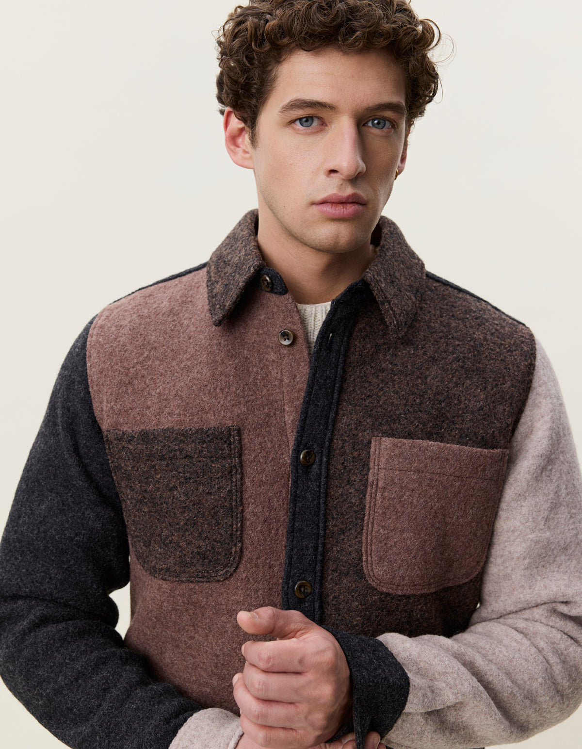 Wool Colourblock Overshirt