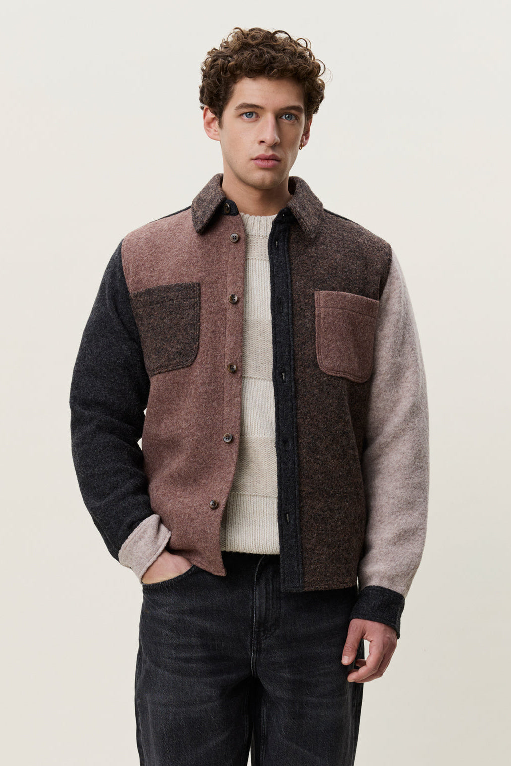Wool Colourblock Overshirt