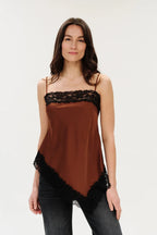 Viola Asymmetrical Satin Tank