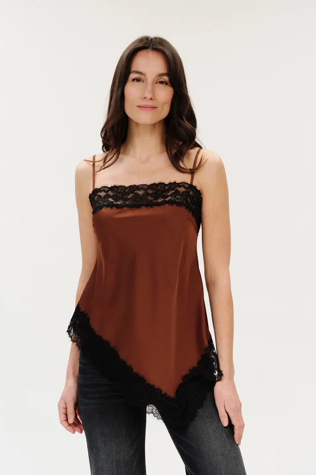 Viola Asymmetrical Satin Tank